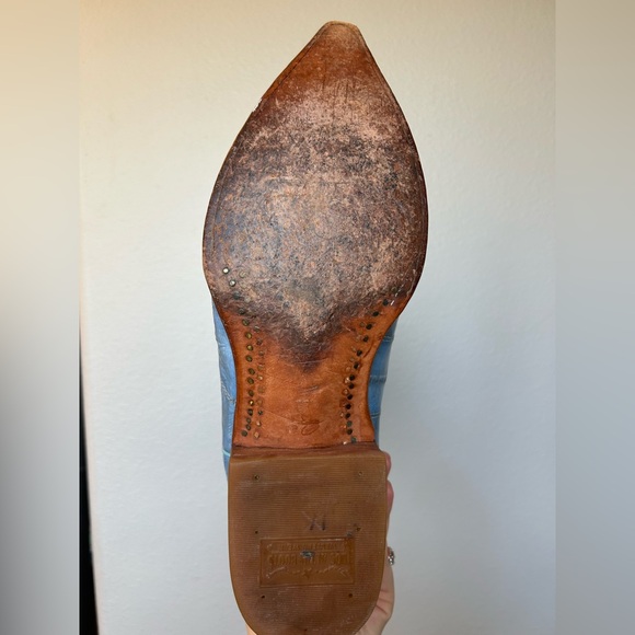 Vintage Los Altos Eel Skin Cowboy Boots Men’s Size 10.5 Blue Western Leather - Picture 17 of 17
